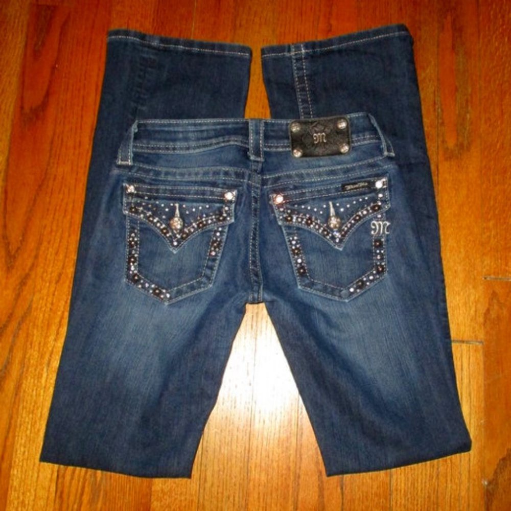 MISS ME Embellished Flap Boot Jeans Sz 26x32